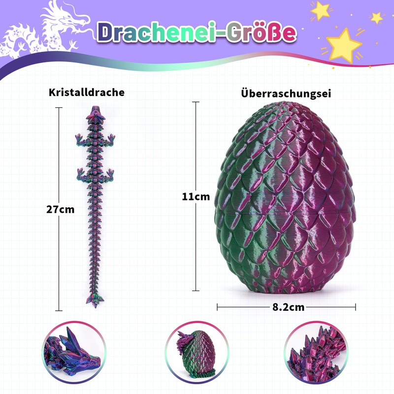 HIMS 3D Printed Dragon Eggs with Dragon Inside, Dragon Egg