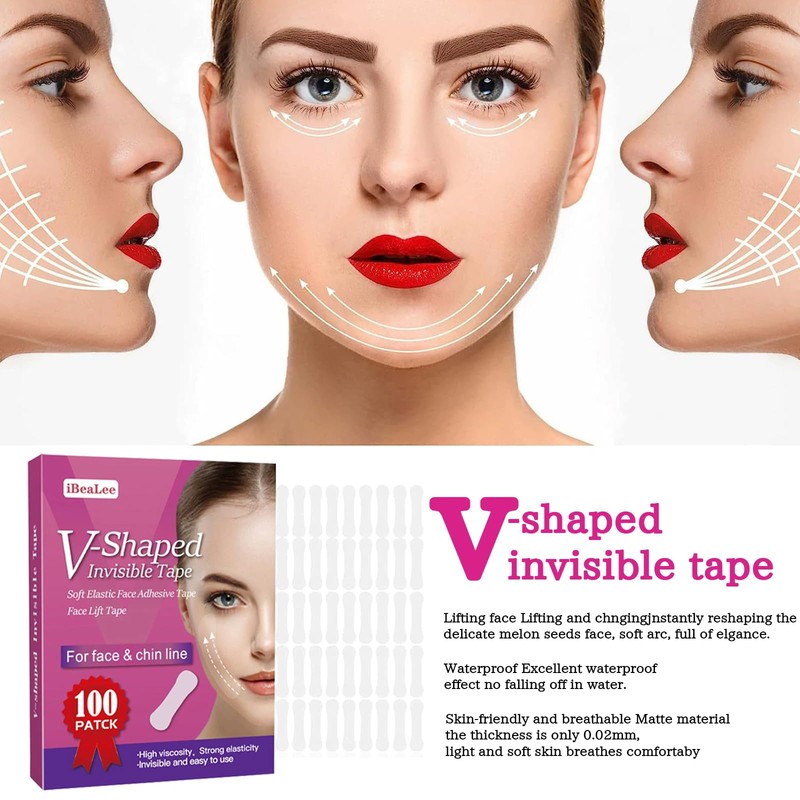 100 PCS Face Lift Tape Invisible, Face Tape Lift Waterproof,