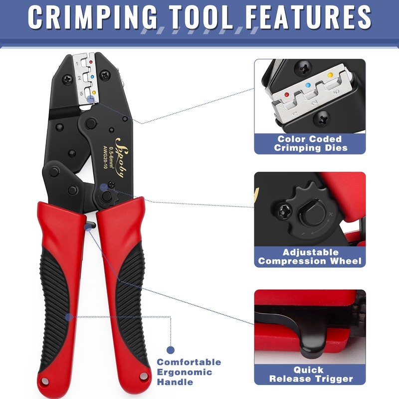 Sopoby Crimping Tool For Heat Shrink Connectors with 300PCS Marine