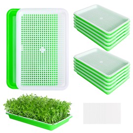 EBaokuup EBaokuup 10Pcs Seed Sprouter Tray with Drain Holes - BPA Free Seed Garden Plant Germination Propagation Trays, Soil-Free Wheatgrass Tray Sprouter Microgreens Growing Kit with Germinating Paper