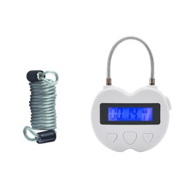 KENRONE Heart Metal Timer Lock, USB Rechargeable Timer Compact Padlock with 1m Spring Cord, Up to 99 Hours Timed Self-Regulation Anti-Addiction Timer Padlock (White)
