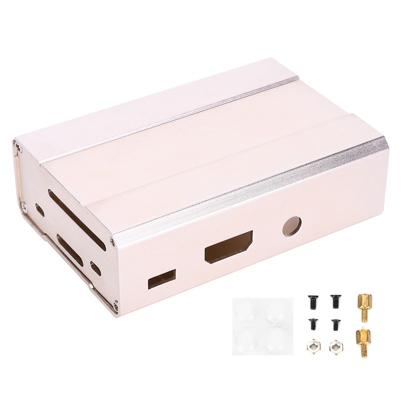 Gold Aluminum Alloy Protective Case Enclosure Box Fits for Raspberry