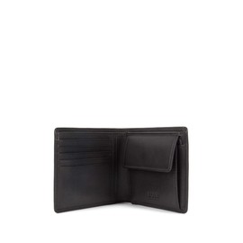 BOSS Herren Asolo Klapp-Geldbörse aus Glattleder mit Münzfach,Schwarz,Einheitsgröße