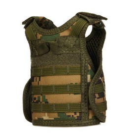 UpAuto Mini Beer Vest Military Bottle Beverage Cooler Holder MOLLE Vest for 12oz or 16oz Cool Bottle Decoration (Green Camouflage)