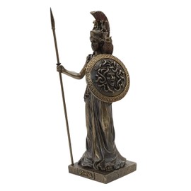 Veronese Design Ancient Greek Goddess Athene/Minerva with Shield (Decorative Bronze Statue 20 cm Brown)