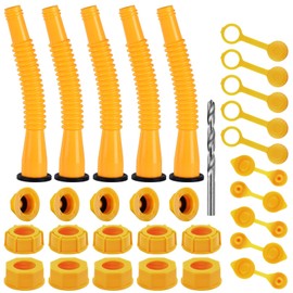 Gas Can Spout Replacement Kit, Gas Can Nozzle Replacement (5 Kit-Yellow) All gaskets are installed and ready to use upon receipt. For 1/2/5/10 gallon gas can. Easy and convenient to use