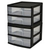 Homz Plastic 2 Drawer Medium Storage Cart, Black Frame with