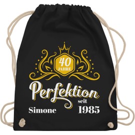 Geschenk mit Namen personalisiert by Shirtracer - Gym Bag Backpack - 40th Birthday - 40 Years of Perfection Since 1984 Legend, 04 Black