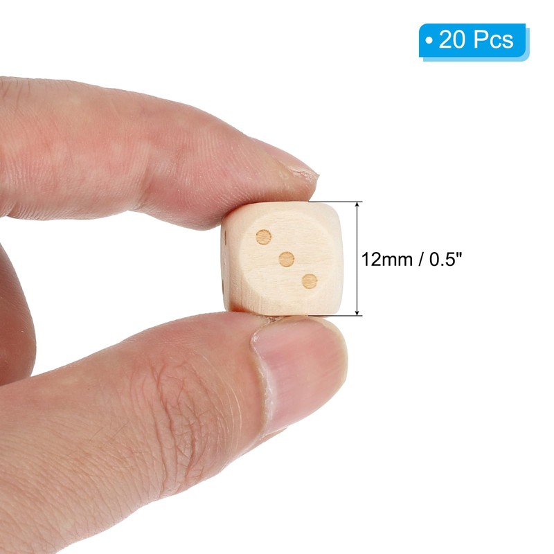 PATIKIL 12mm Wooden Dice, 20Pcs Numbers 1-6 Cube Dice with