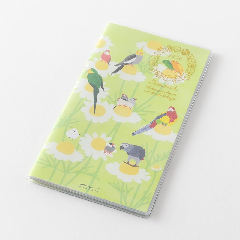 Midori Pocket Diary Planner 2026 Slim Monthly Bird Pattern 22364006