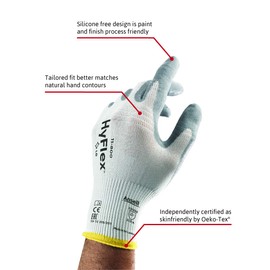 Ansell HyFlex 11-800 Nylon Glove, Gray Foam Nitrile Coating, Knit Wrist Cuff, Large, Size 9 (Pack of 12)