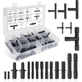 Fanxinzttc 113 Pcs Vacuum Connector kit, Including Hose Tee Connectors and Hose Reducer Connectors, 12 Sizes Automotive Vacuum Tubing Connector for Replacing Vacuum Hoses