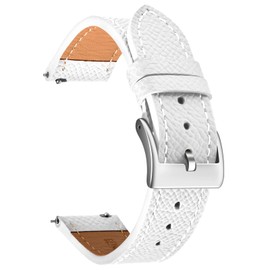 ULLCHRO Retro Leder Uhrenarmbänder für Herren und Damen, weiches Nubukleder, Ersatzarmbänder mit Schnellverschluss, Silber Edelstahlschließe, Bandbreite 18mm 20mm 22mm (18mm, Weiß)