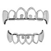 Fang Grillz Set Four Open Face Silver Tone Top &