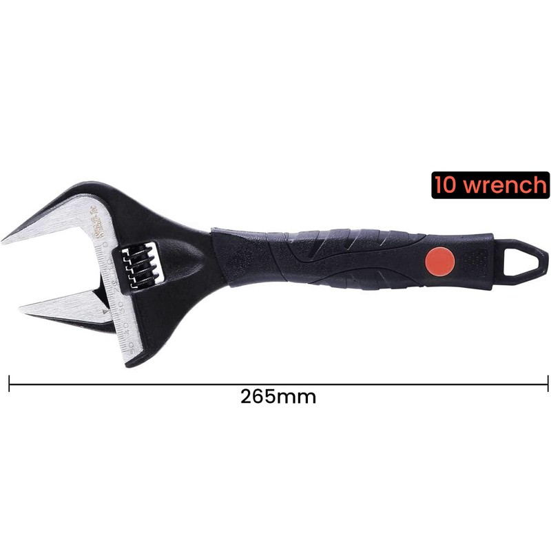 Sharp-tec Adjustable Wrench 50mm 10" Wide Jaw Opening Adjustable Wrench