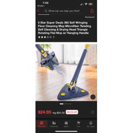 DIUS 360 Self Wringing Floor Cleaning Mop Microfiber Twisting Self Cleaning