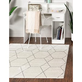 Unique Loom Trellis Frieze Collection Area Rug - Geometric (10' Square, Ivory/Gray)