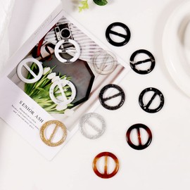 T-Shirt Clips 12PCS, Silk Scarf Ring Clip Pin, Fashion Resin Circle Clip Buckle, Clothing Clip Clasp Ring for Women Girls Shirt Silk Scarf (Type-5)