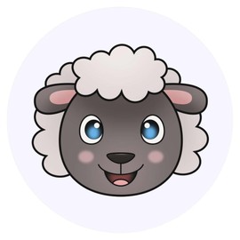 24 x 40mm Round 'Happy Sheep Face' Stickers (SK00058359)
