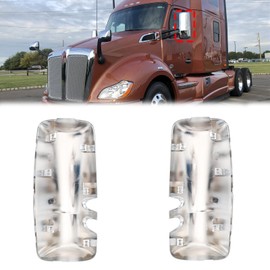 Chrome Door Mirror Covers for Kenworth T680 T880 W990 2013-2020, Side Rear View Mirrors Cover for Kenworth Semi Trucks Accessories Driver Left& Passenger Right Side (A Pair)
