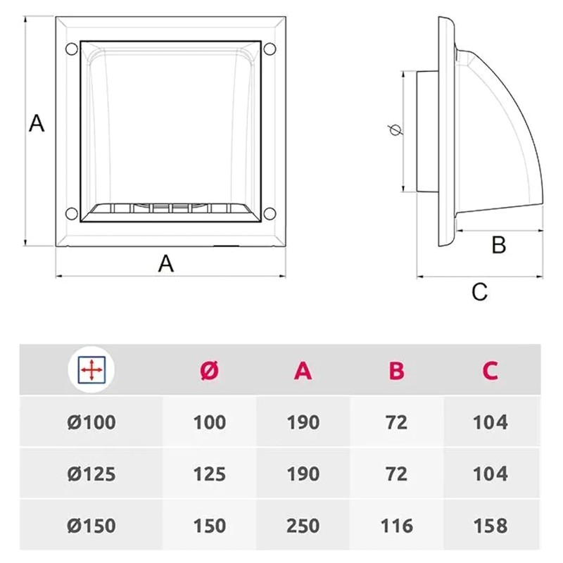 Grey Gravity Flap for Ø 100 mm / 4" Round