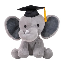 Made By Aliens Graduation Plush Toy 2025 – Soft Stuffed Animal Plush with Cap & Diploma/Gown/Sash – Graduation Gift for Kids Preschool Kindergarten College Achievements (Elephant with Cap & Diploma)