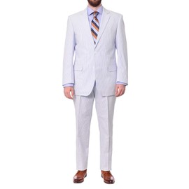 Emigre 34R Men's 100% Cotton Blue Striped Seersucker Suit