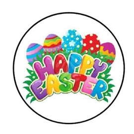 LLStickers 48 Envelope Seals Labels Stickers Happy Easter Bright, 1.2"