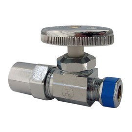 LASCO 06-7301 Straight Stop Brass Valve, 1/2" CPVC Glue Inlet x 3/8" OD Compression Outlet, Chrome