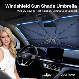 ZDLYH Car Windshield Sun Shade Umbrella,Nano Ice Crystal Cooling, UV Ray Reflector,Protect Interior & Keep Cool,Convenient Storage,Fit for Most Sedan/Business/Compact/Hatchbak car(Medium (55 * 32in)