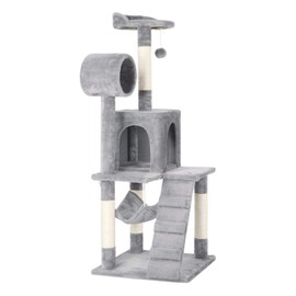 Topeakmart 51 inch Cat Tree Tower Kitten Play House Furniture with Tunnel Hammock