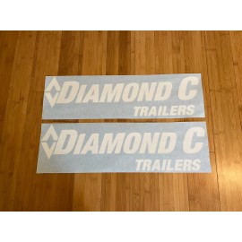 Diamond C Trailers Replacement Stickers 24”(Set Of 2) White Decals Logo Equip