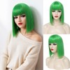 YOROSTAR Green Straight Bob Wig With Bangs - Short Green