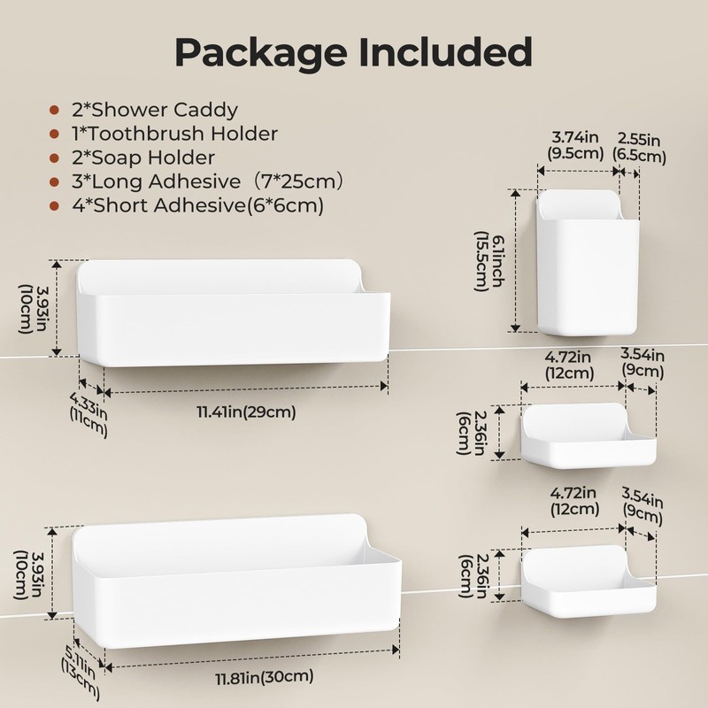 Orimade Shower Shelf No Drilling Shower Shelf Rustproof Pack of