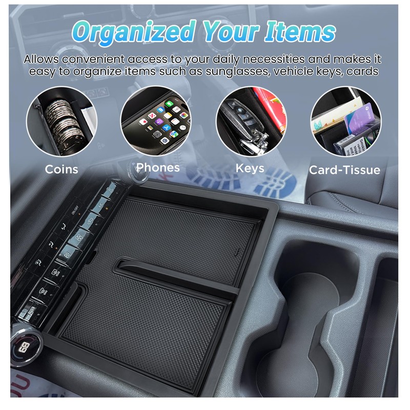 Sinminou Front Center Console Organizer Compatible with 2024-2025 Chevy Silverado