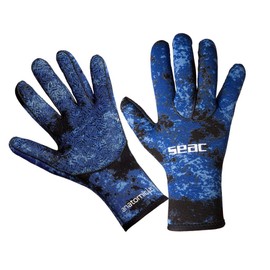 SEAC Anatomic Camo Gloves Guanti da Sub in Neoprene da 3.5 mm per Pesca Subacquea in Apnea Unisex Adulto, Camo Blu, L