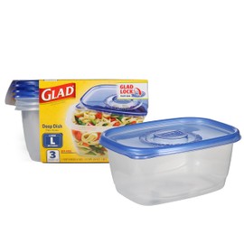 Glad Food Storage Containers, Deep Dish, 64 Ounce, 3 Count