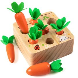 Montessori Wooden Puzzle, Wooden Carrot Toy, Space Recognition, Shape Recognition, Large and Small Recognition, 7 Carrots, Toddler, 3D Puzzle, Early Development Learning Toy, Boys, Girls, Children, Toddler, Baby Shower, Kindergarten Entrance, Present, Gift (Orange)