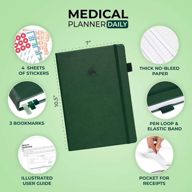 Clever Fox Medical Planner Daily – Health Diary Notebook, Wellness