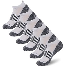 Running Socks,FOOTPLUS Men Women Boys Girls Copper Low Cut Odor Free Golf Tennis Socks Cushioned Sole Yoga Gym Socks,Arch Support Marathon Jogging Hockey Socks,White&Black,Large/X-Large
