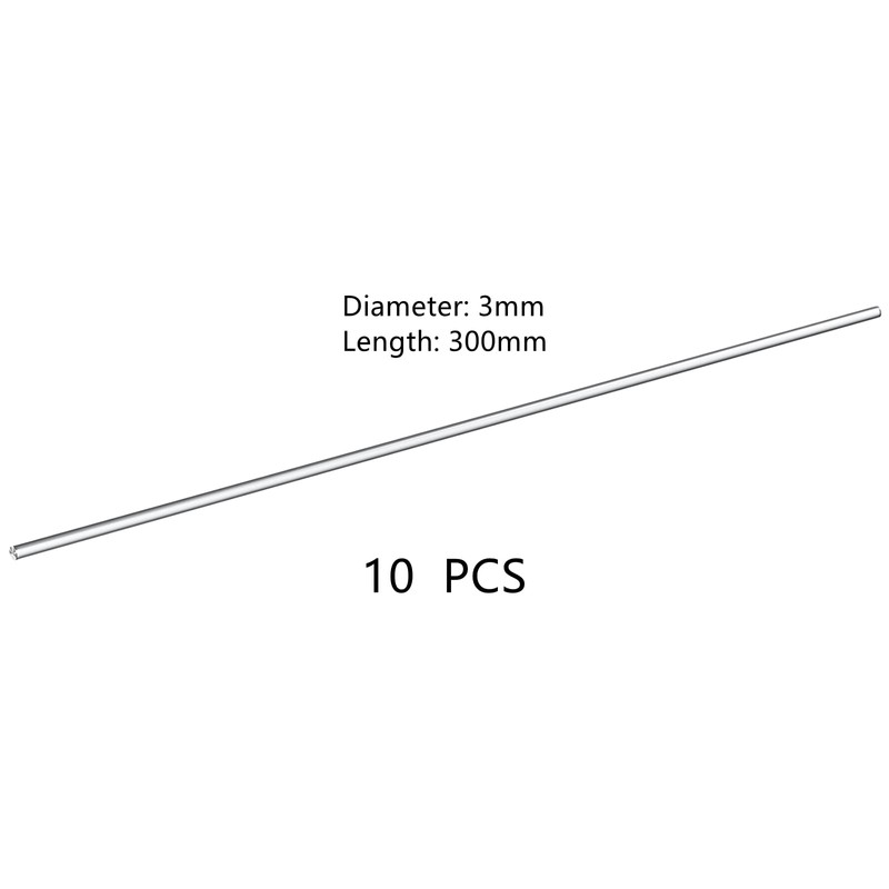 10 PCS 30CM Stainless Steel Solid Round Rods (diameter: 3mm)