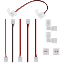 Frypay Pack of 10 2-Pin LED Strip Connector, 8 mm LED Strip Connector Adapter, 2-Pin Connection Cable Connector, for 8 mm Wide SMD 3528 2835 Plain LED Strips, No Soldering