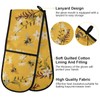 ZZXXB Spring Bee Floral Double Oven Mitt Heat Resistant Non-Slip