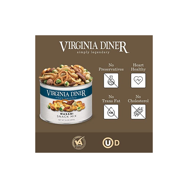 Virginia Diner - Wasabi Snack Mix 14oz Resealable Can of