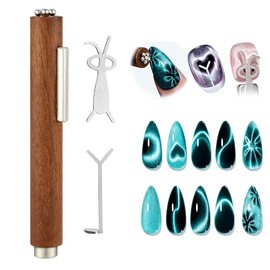 Sun&Beam Nails Nail Magnets for Cats Eye Nails Strong Magnet 3D Nail Art Tools with Heart Rabbit Parts for Self Nail Salon (3-Way Wood Type)
