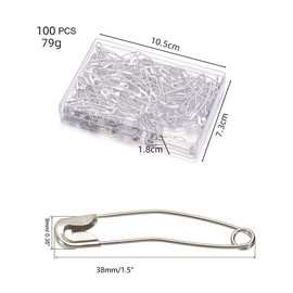 HIGHROCK Curved Safety Pins, 1.5 Inch Quilting Basting Pins Quilting Pins Bent Sewing Safety Pins for Knitting Crafting (100)