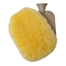Lambskin Hot Water Bottle Set 2.0 L Cuddly Hot Water Bottle Cover + Rubber Bottle Yellow