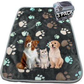 YZHDUXIU 1 Pack 3 Waterproof Dog Blankets for Medium Dogs, Washable Pet Blankets with Double -Sided Soft Warm Flannel Fleece, Reusable Dogs Cats Pads for Dog Bed & Couch (L (41x30 inch))