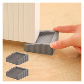 Rubber Door Stoppers Wedge，Bidirectional Door Stops，Small Size Cube Doorstop，Grey，2Pack