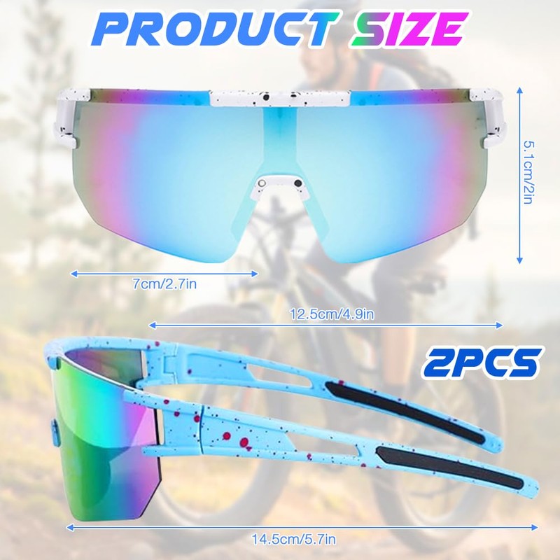 Mineup Pack of 2 Fast Glasses Men Women Sports Sunglasses